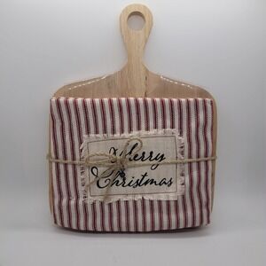 Robert Stanley Christmas Wood Cutting Board and Striped Kitchen Towel Gift Set